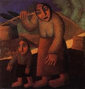 Kasimir Malevich The Woman and child Pick up the water pail Sweden oil painting artist